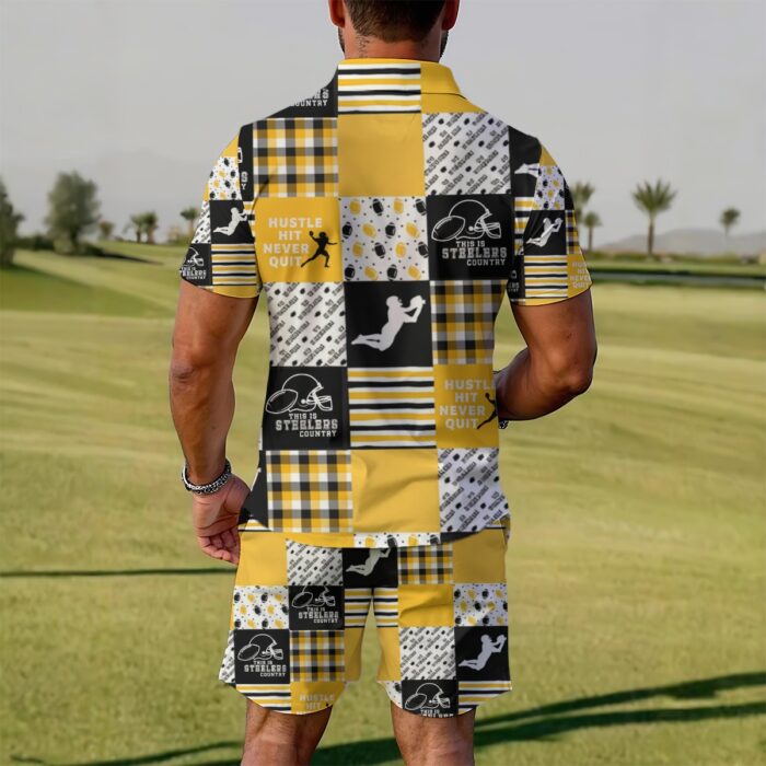 Pittsburgh Steelers All-Over Print Men's Polo Sportswear Set - Image 1