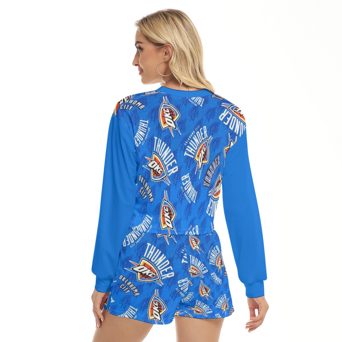 Oklahoma City Thunder Women's Short Sweatshirt And Pants Suit - Image 4