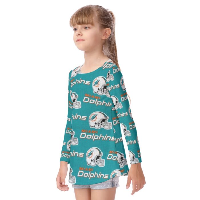 Miami Dolphins Zubaz All-Over Print Kid's Long Sleeve O-neck T-shirt - Image 1