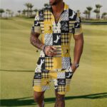 Pittsburgh Steelers All-Over Print Men's Polo Sportswear Set - Image 2