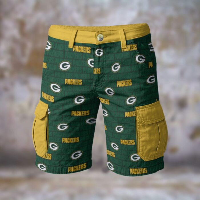 Green Bay Packers All-Over Print Men's Cargo Shorts - Image 2