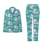 Miami Dolphins Zubaz All-Over Print Women's Long Sleeve Pajama Set With Black Contrast Piping - Image 2
