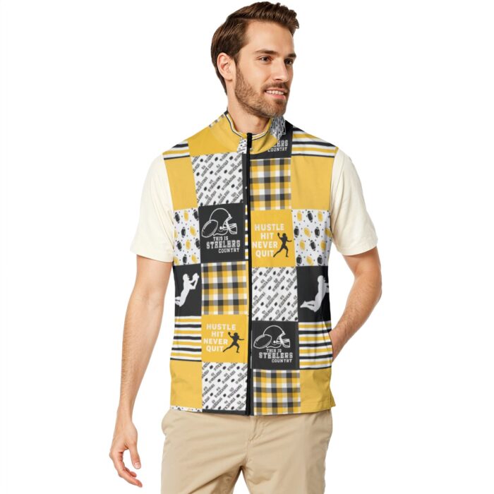 Pittsburgh Steelers Zubaz All-Over Print Men's Stand-up Collar Vest - Image 2