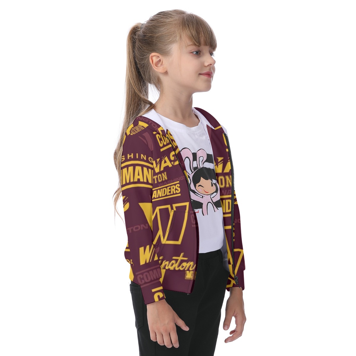 Washington Commanders Kid's Zip-up Hoodie With Patch Pocket - Image 2