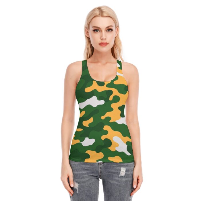 Green Bay Packers All-Over Print Women's Racer Vest | 190GSM Cotton - Image 1
