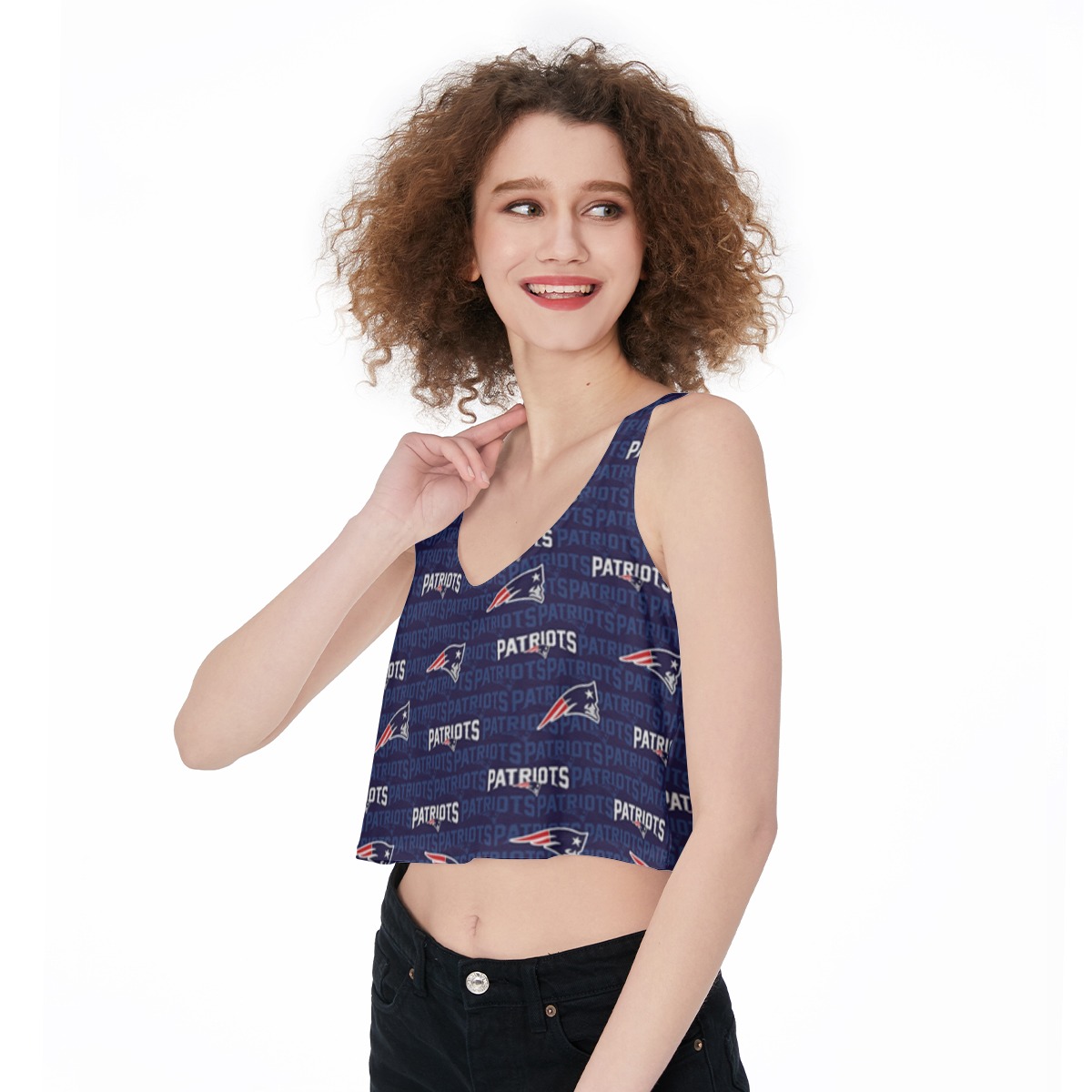 New England Patriots Zubaz All-Over Print Crop-Tank Top - Image 2