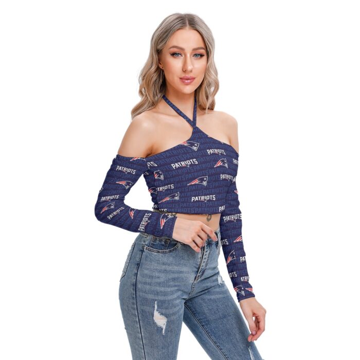 New England Patriots Zubaz All-Over Print Women's Halter Lace-up Top - Image 4
