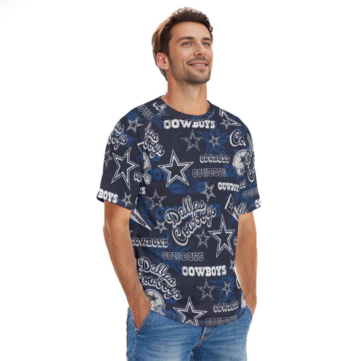 Dallas Cowboys Zubaz All-Over Print Men's O-neck Short Sleeve T-shirt - Image 3