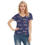 New England Patriots Zubaz All-Over Print Women's V-neck Short Sleeve T-shirt - Image 3