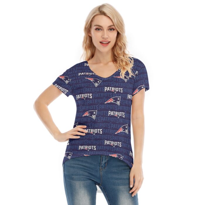 New England Patriots Zubaz All-Over Print Women's V-neck Short Sleeve T-shirt - Image 3
