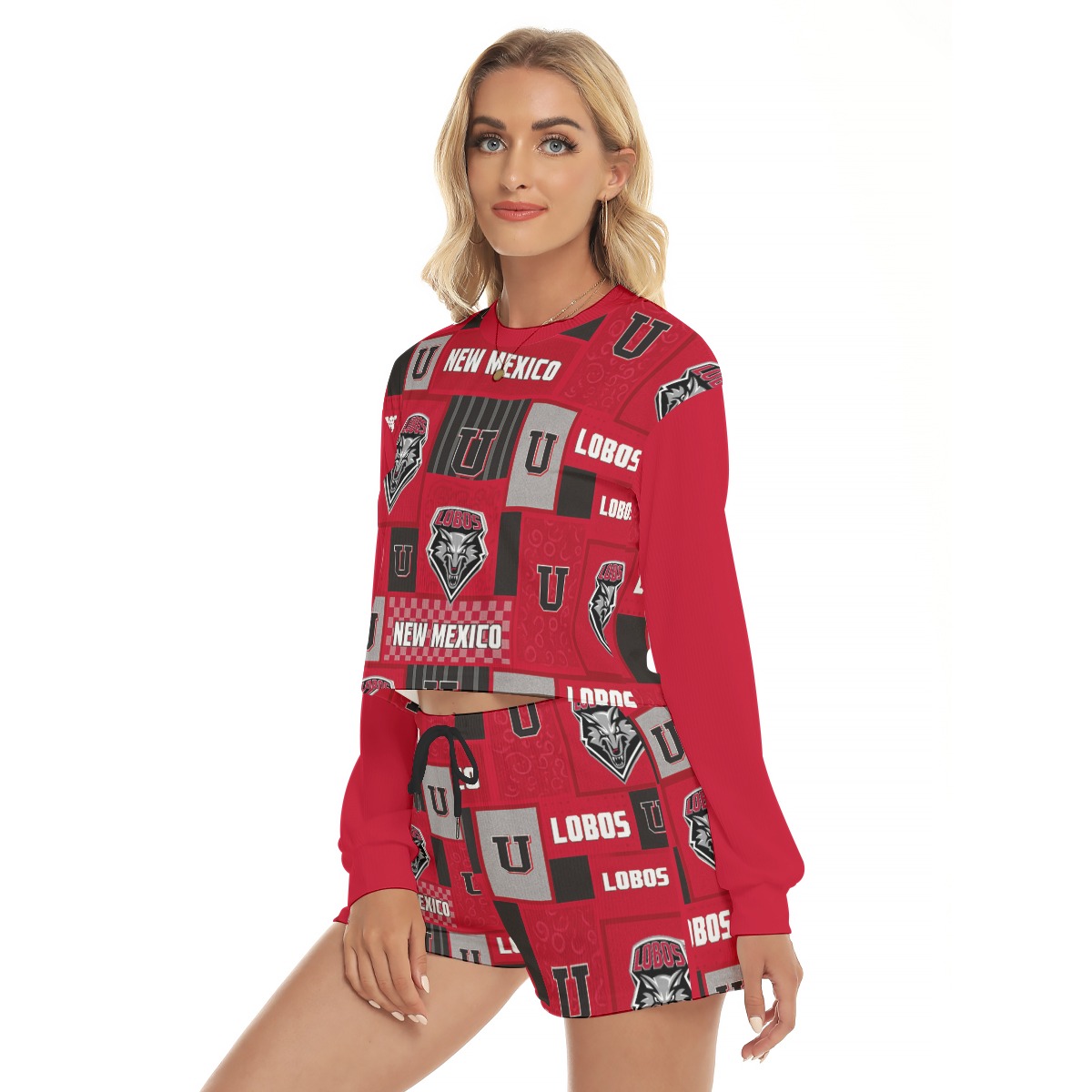 New Mexico - Lobos Women's Short Sweatshirt And Pants Suit - Image 2