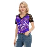 Buffalo Bills Zubaz All-Over Print Women's V-neck T-shirt With Lace - Image 4