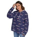 New England Patriots All-Over Print Women's Heavy Fleece Zip-on-the-Side Hoodie - Image 2