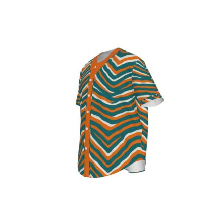 Miami Dolphins Zubaz All-Over Print Men's Short Sleeve Baseball Jersey With Pinstripes
