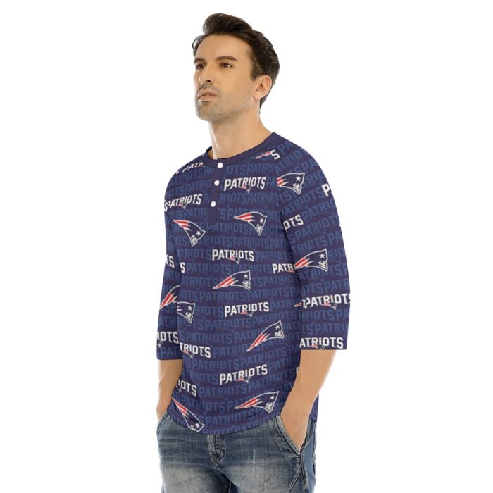 New England Patriots Zubaz All-Over Print Men's Bracelet Sleeve T-shirt With Button Closure - Image 1