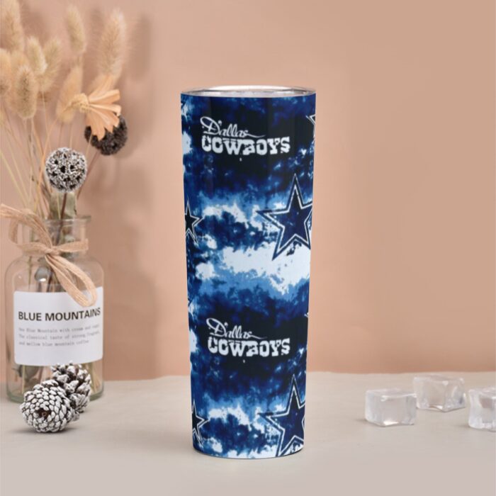Dallas Cowboys Zubaz Skinny Tumbler Stainless Steel with Lids 30OZ - Image 1
