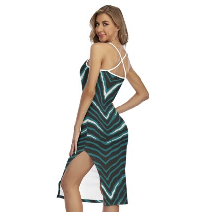 Philadelphia Eagles Zubaz All-Over Print Women's Back Cross Cami Dress