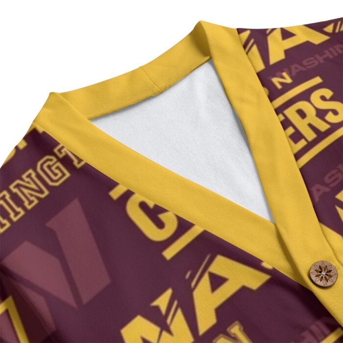 Washington Commanders  Unisex V-neck Knitted Fleece Cardigan With Button Closure - Image 3