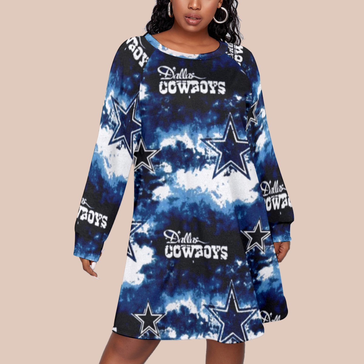 Dallas Cowboys Zubaz All-Over Print Women's Dress With Raglan Sleeve(Plus Size) - Image 3