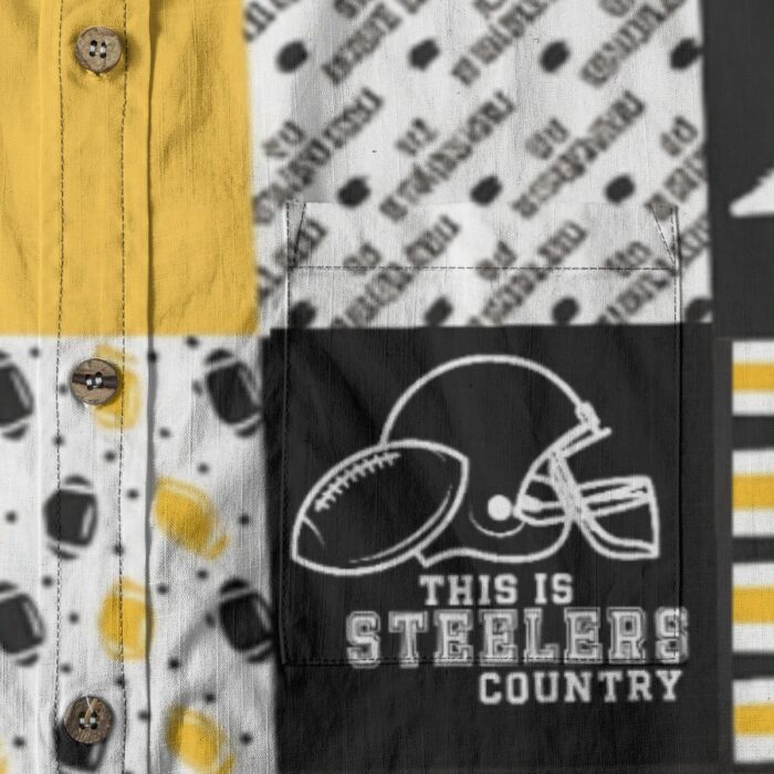 Pittsburgh Steelers Zubaz All-Over Print Men's Breathable Cotton Shirt|125GSM - Image 2