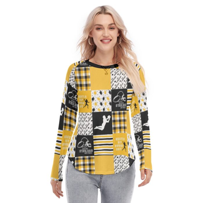 Pittsburgh Steelers All-Over Print Women's Raglan Sleeves U-Shaped Hem Long Sleeves Blouse - Image 1