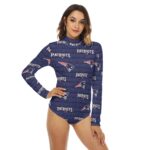 New England Patriots Zubaz All-Over Print Women's Turtleneck Long Sleeve Bodysuit