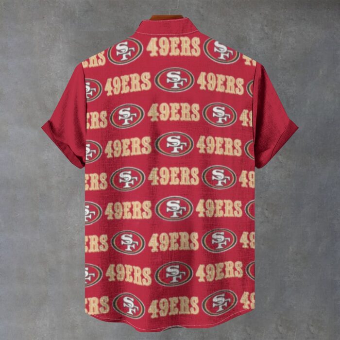 San Francisco 49ers Men's Stand Collar Shirt|110GSM Imitation Flax - Image 2