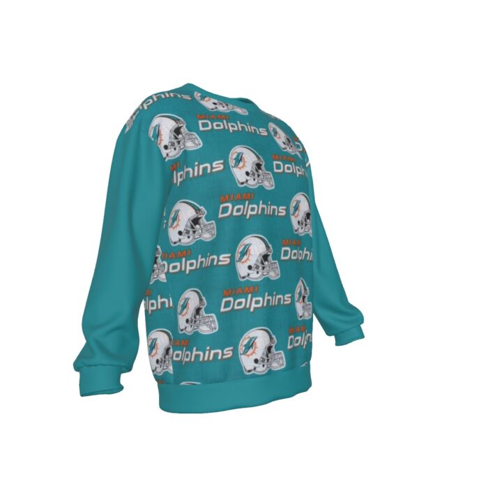Miami Dolphins Zubaz All-Over Print Men's Drop Shoulder Round Neck Long-Sleeved Sweatshirt - Image 1
