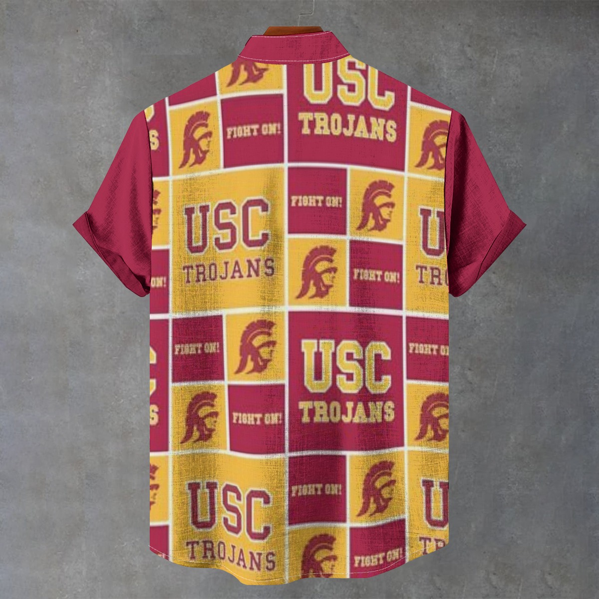 California - Trojans Men's Stand Collar Shirt|110GSM Imitation Flax - Image 2