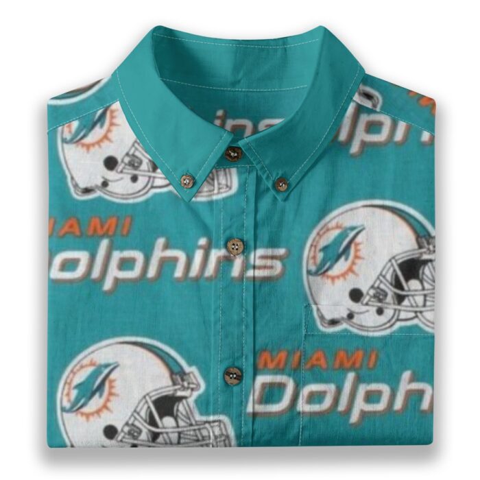 Miami Dolphins Zubaz All-Over Print Men's Breathable Cotton Shirt|125GSM - Image 5