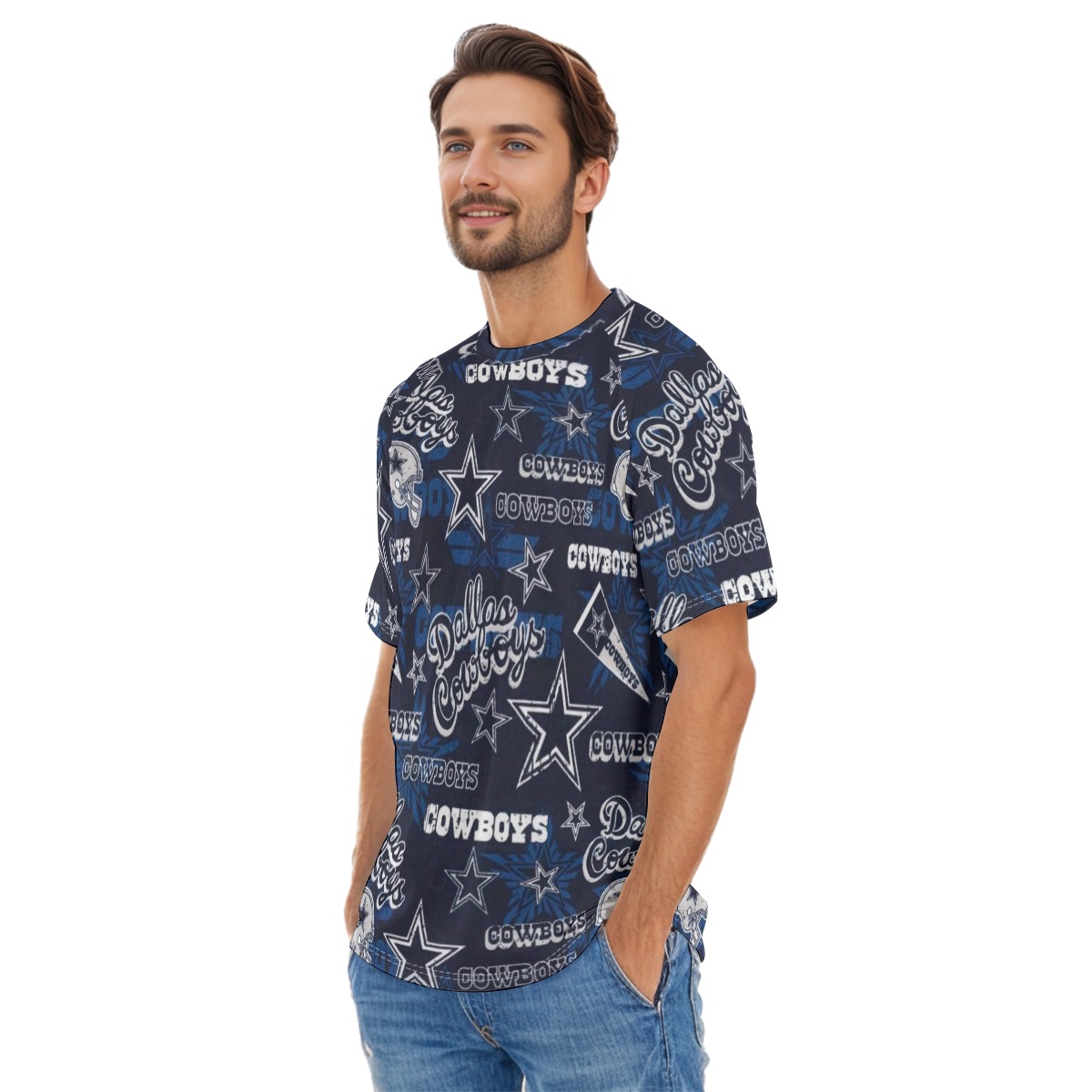Dallas Cowboys Zubaz All-Over Print Men's O-neck Short Sleeve T-shirt - Image 4