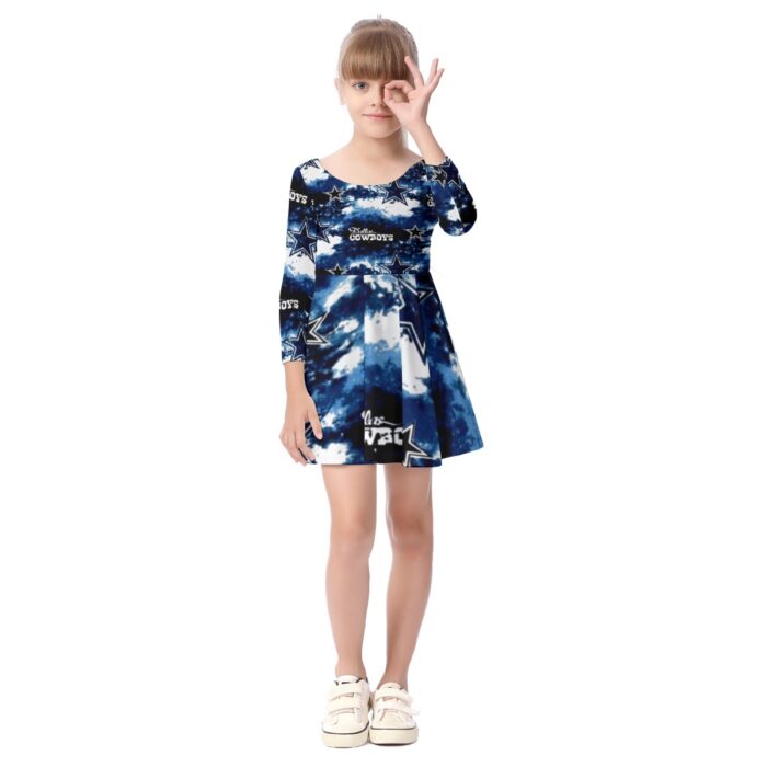 Dallas Cowboys Zubaz All-Over Print Kid's Long Sleeve Dress - Image 4