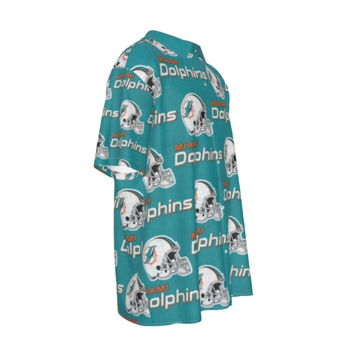 Miami Dolphins Zubaz All-Over Print Men's Imitation Silk Short-Sleeved Shirt - Image 4