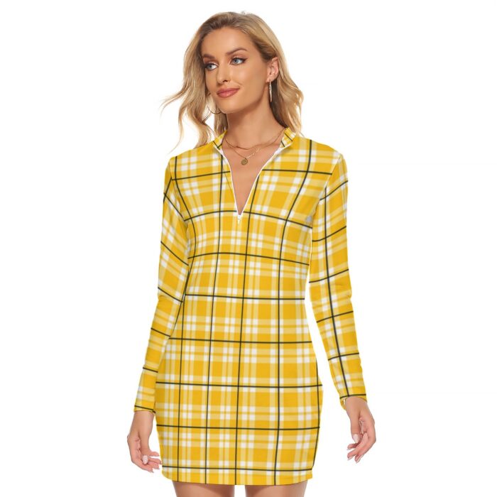 Pittsburgh Steelers All-Over Print Women's Zip Front Tight Dress - Image 2
