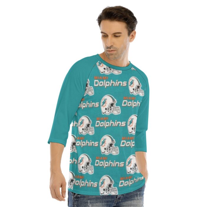 Miami Dolphins Zubaz All-Over Print Men's O-neck Raglan Sleeve T-shirt - Image 2