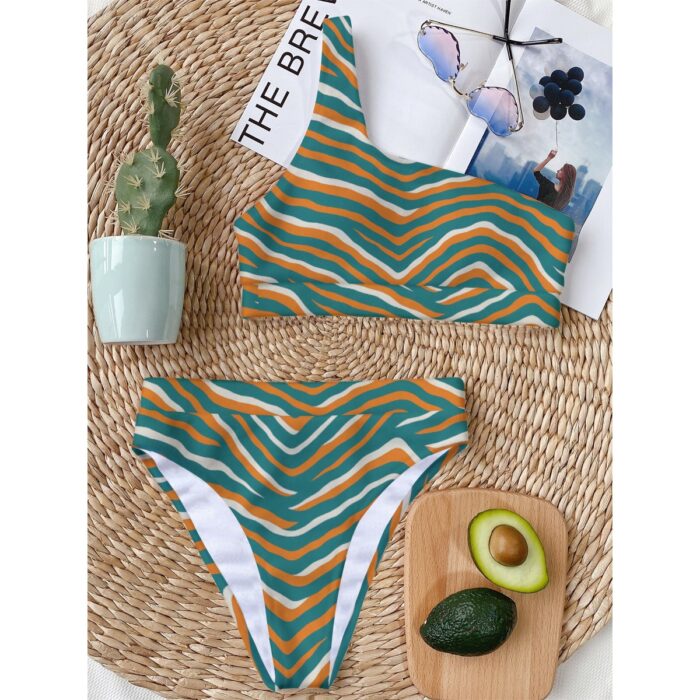 Miami Dolphins Zubaz All-Over Print Women's Bikini With Single Shoulder - Image 2