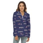New England Patriots All-Over Print Women's Borg Fleece Hoodie With Half Zip - Image 4