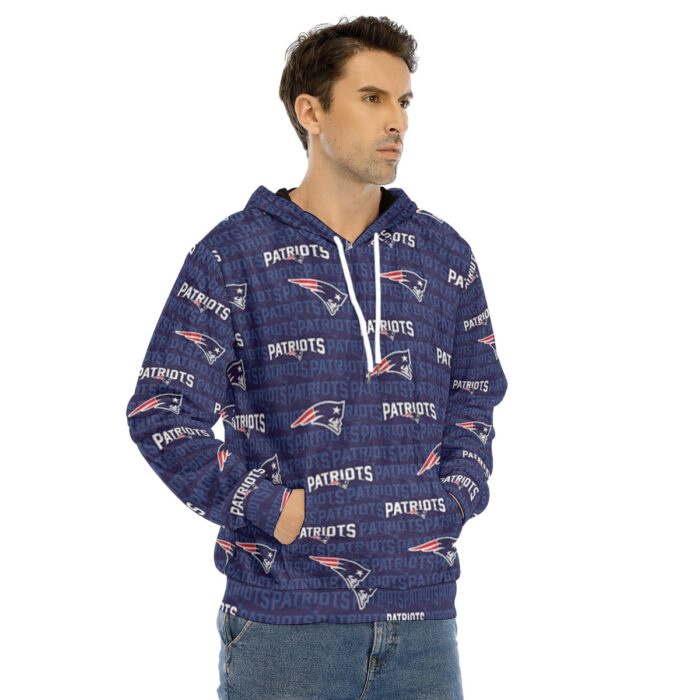 New England Patriots All-Over Print Men's Pullover Hoodie | Velvet - Image 3
