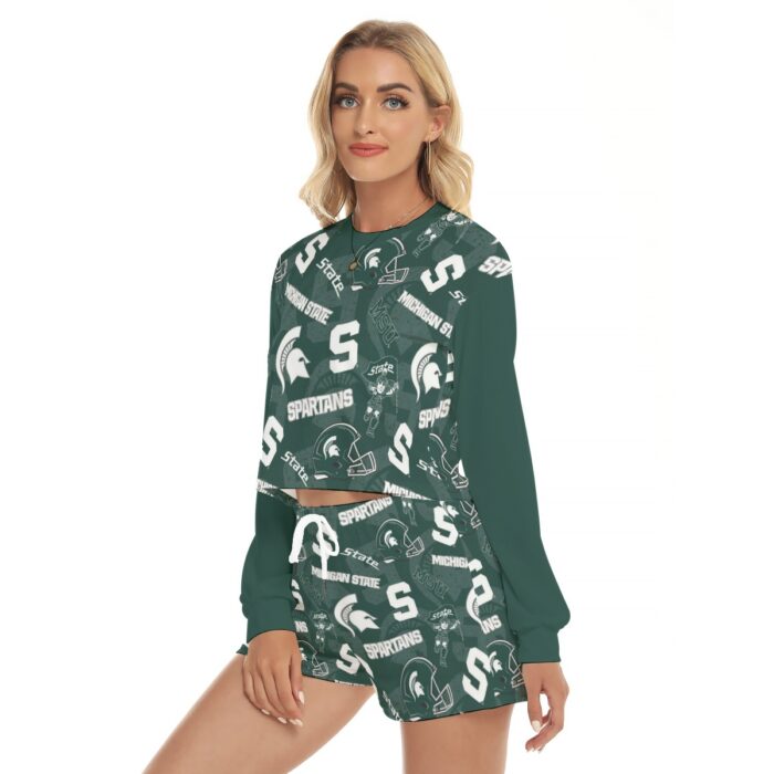 Michigan State  - Spartans Women's Short Sweatshirt And Pants Suit - Image 2