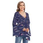 New England Patriots Zubaz All-Over Print Women's V-neck Blouse With Flared Sleeves - Image 4