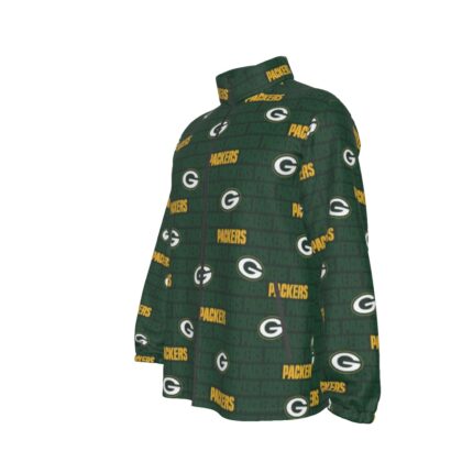 Green Bay Packers All-Over Print Men's Stand-up Collar Zip-up Windproof Jacket