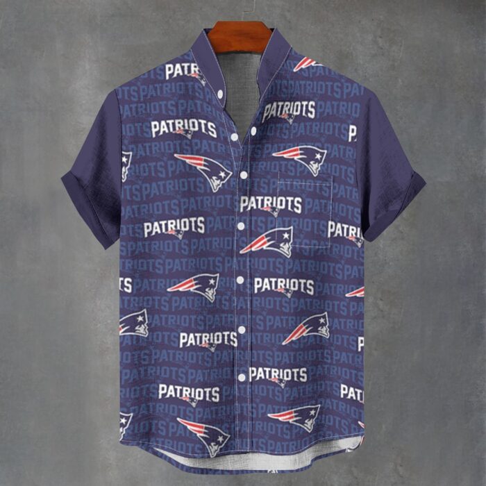 New England Patriots Stand Collar Shirt|110GSM Imitation Flax - Image 3