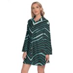 Philadelphia Eagles Zubaz All-Over Print Women's Lapel Shirt Dress With Long Sleeve - Image 2
