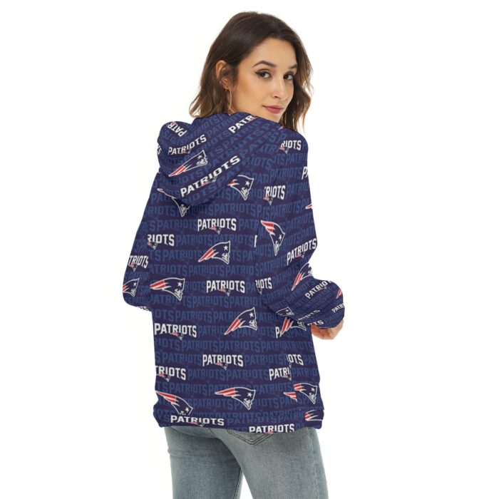 New England Patriots All-Over Print Women's Borg Fleece Hoodie With Half Zip - Image 1