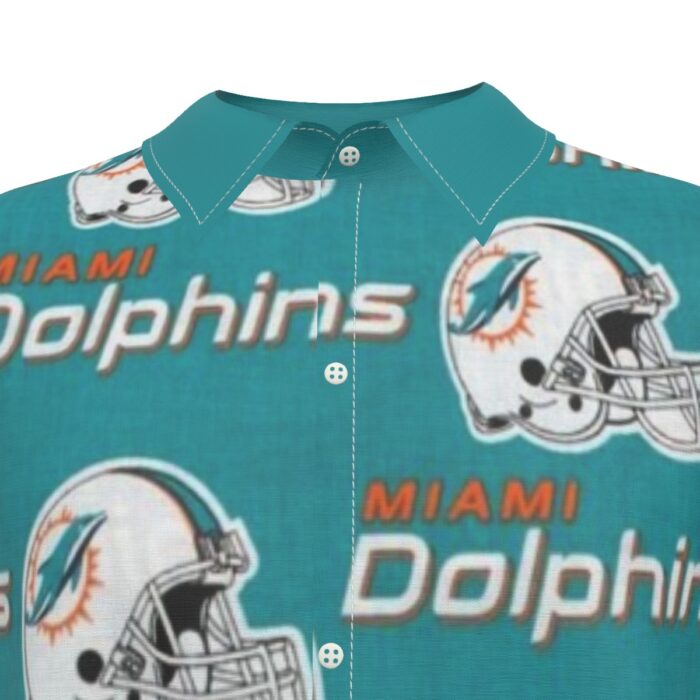 Miami Dolphins Zubaz All-Over Print Men's Imitation Silk Short-Sleeved Shirt - Image 6