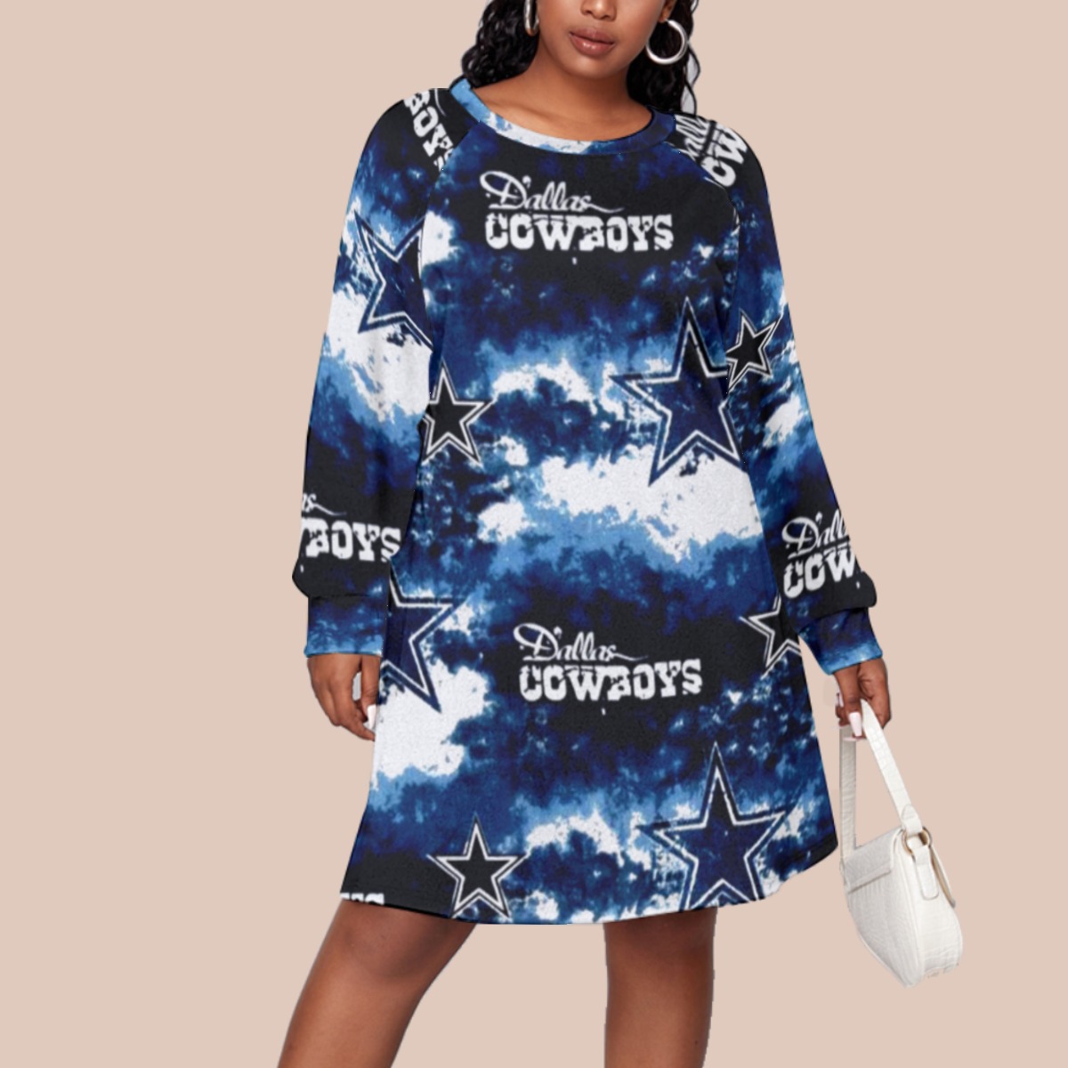 Dallas Cowboys Zubaz All-Over Print Women's Dress With Raglan Sleeve(Plus Size)