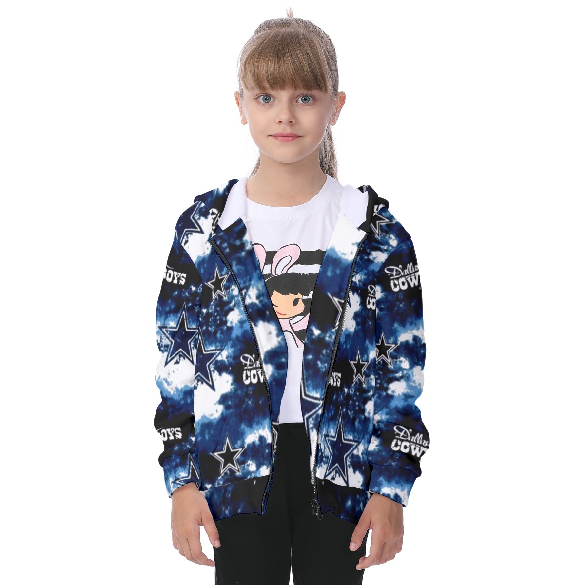 Dallas Cowboys Zubaz All-Over Print Kid's Heavy Fleece Zip Up Hoodie - Image 4