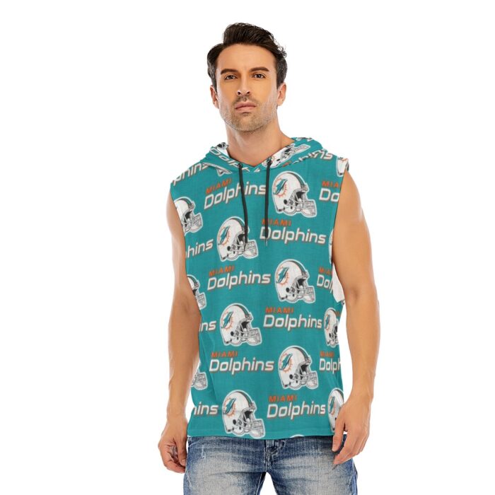 Miami Dolphins Zubaz All-Over Print Men’s Sleeveless Pullover Hoodie - Image 1