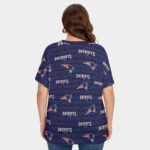 New England Patriots All-Over Print Women's Drop-shoulder Short Sleeve T-shirt With Sleeve Loops(Plus Size) - Image 2