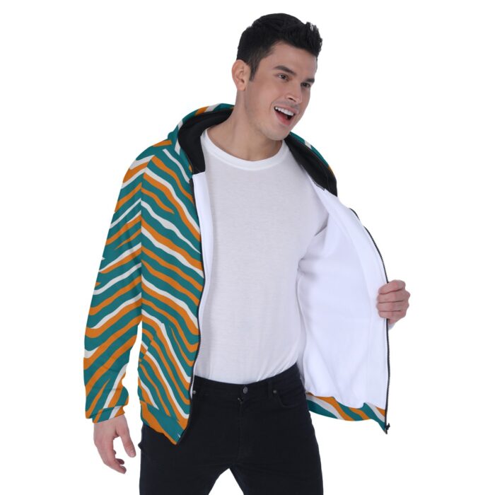 Miami Dolphins Zubaz All-Over Print Men's Heavy Fleece Raglan Zip Up Hoodie With Pocket - Image 3